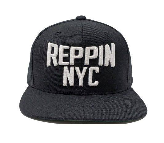 Reppin NYC Black and White Snapback Hat
